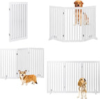 ZENY 36" H Pet Dog Gate, Foldable Freestanding Dog Door 3 Panel, Wooden Z Shape Step Over Pet Fence for Entryway, Stairs, Doorway, White