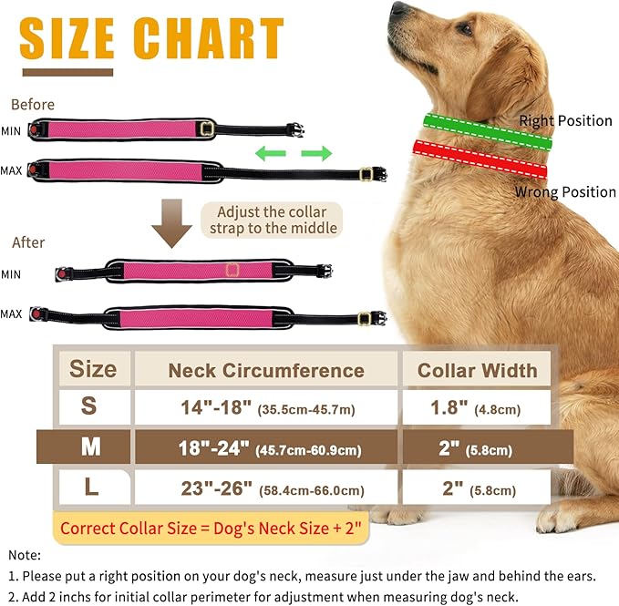 Martingale Collar for Dogs, Reflective No Pull Dog Collar for Medium Large Dogs, Adjustable Anti Pull Dog Collar for Walking Training, Heavy Duty Nylon Slip Collar with Buckle 1.8 Inch Wide S Hot Pink