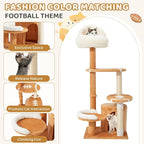 Erinnyees 51" Football Cat Tree Tower for Indoor Cats, Game Day Sports Themed Cat Condo with Sisal Scratching Posts & Hammock, Unique Pet Furniture Gifts for Fans