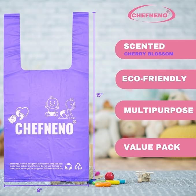 Disposable Diaper Bags (600 ct.) Cherry Blossom Scented Easy Tie Handles Scented Bulk Diaper Sacks Disposable Dog Cat Waste Bags (Cherry Blossom, 600 Bags)