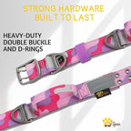 ADITYNA Heavy Duty Dog Collar for Large Dogs - Camo Pink Purple Collar with Handle for Training, and Walking - Wide, Tactical, Soft Neoprene Padded