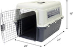 SportPet Designs Plastic Kennels Rolling Plastic Wire Door Travel Dog Crate - Medium, Gray (CM-2001-CS01)