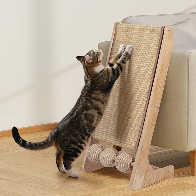 28inch Sisal L Shaped Cat Scratcher - 28 Inch Cat Scratch Ramp for Indoor Cat use,Vertical Cat Scratching Post,Wooden Climbing Kitten/Cats Furniture(Extra Large)