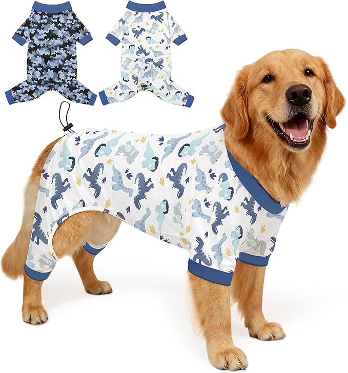 Glittme 2PACK Dog Pajamas Soft Dogs Clothes for Small Medium Dogs Elastic Cats Apparel Breathable Dog Pjs for Puppy