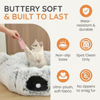 Interactive Cat Toys for Indoor Cats – 3-in-1 Cat Tunnel Bed with 2 Catnip Toys, Peekaboo Cat Cave & Donut Tunnel, Foldable Interactive Toy for Kittens & Small Pets, 32"