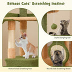 PETSITE 63 inch Cactus Cat Tree, Multi-Level Tall Cat Tower with Sisal Scratching Posts and Board, Comfy Condo, Rotatable Basket, Hanging Toys, and Anti-tipping Device, Modern Cat Tree for Indoor Cats