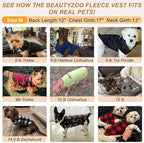 BEAUTYZOO Small Dog Sweater Fleece Vest Winter Jacket, D-Ring Leash Attachment for XS S Puppy Medium Sized Breeds Dogs, Cold Weather Dog Clothes Windproof Keep Warm, Black Bones Paw M