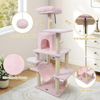 PETSITE Multi-Level Cat Tree, 58 Inches Tall with Sisal Scratching Posts, Condo, Hammock, Dangling Balls, Jumping Platforms, and Cozy Top Perch, Ideal for Indoor Cats to Play and Rest (Pink)