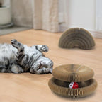Andiker Magic Organ Cat Scratching Board, Corrugated Paper Cat Scratcher with Jingly Ball for Playing Scratching Paws, Foldable Grinding Cat Toys for Indoor Cats for Mental & Physical Exercise(Wood)