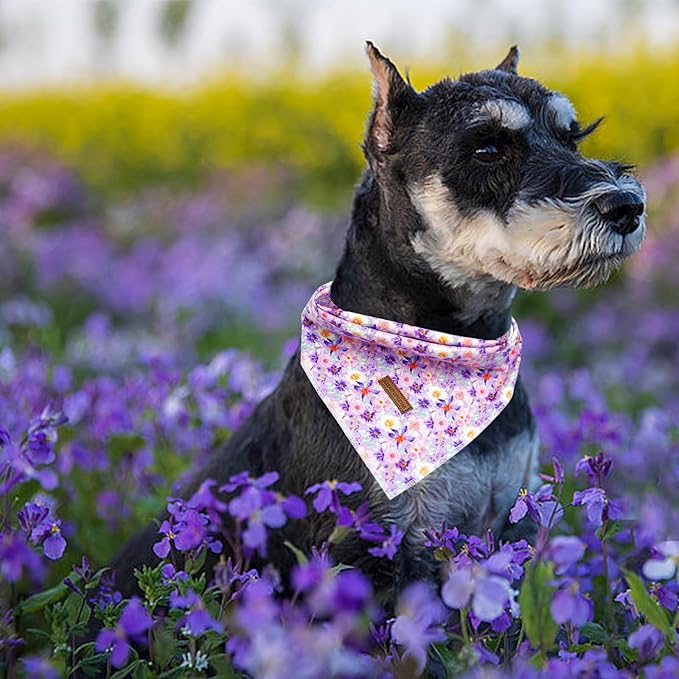 Elegant little tail Dog Bandana 1PC Washable Cotton Summer Dog Kerchief Reversible Cotton Bibs Scarf Triangle Scarfs for Small Medium Large Dogs