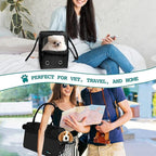 PetAmi Dog Purse Carrier for Small Dogs, Airline Approved Soft Sided Pet Carrier with Pockets, Ventilated Dog Carrying Bag for Puppy Cat, Dog Travel Supplies Bag, Sherpa Bed, Max 12 lbs, Black