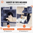 Happybuy Cat Tree for Indoor Cats, 68.5" Cat Tower with 2 Cat Condos, Sisal Scratching Post, Hammock, Top Perch, Jumping Platforms, Large Cat Furniture Activity Center with Hang Ball, Dark Grey