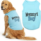Parisian Pet Dog Shirt – 100% Cotton Shirts for Large Dogs – Blue Sleeveless Puppy Clothes – Lightweight and Breathable Dog Apparel – Boy Dogs Clothes - Stretchy Mommy’s Boy Pet Shirt