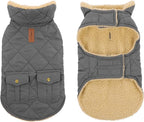 Dog Winter Coat for Medium Dogs, Puppy Plaid Jacket, Pet Coat for Cold Weather, Windproof Warm Dog Jackets, Pet Thickened Outfits Indoor Outdoor, Grey M