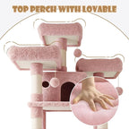 SHA CERLIN 81 Inches Extra Large Cat Tree for Indoor Adult Cats/XXL Big Cat Tower with Condo/Cozy Perches/Sisal Scratching Posts and Hammocks/Activity Center/F80/Heavy Duty/Pink