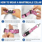 Kazazoo Reflective Martingale Collar for Dogs with Quick Release Buckle Adjustable Soft Durable Dog Collar for Small Medium Large No Pull Training Dog Collars-Pink Camo S