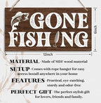 Funny Gone Fishing Wood Decor Sign, Hanging Printed Wooden Plaque Decor, Rustic Home Decor Sign, Hanging Fishing Decor Sign, Gifts for Men, Rustic Farmhouse Wall Decor Sign 12x6 inch