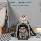 19 x 12 x 12 Large Cat Car Carrier – Roomy Escape-Proof Cat Car Seat for Safe Driving, Lockable Zippers & Safety Tether, Soft-Sided Travel Carrier for Road Trips & Vet Visits
