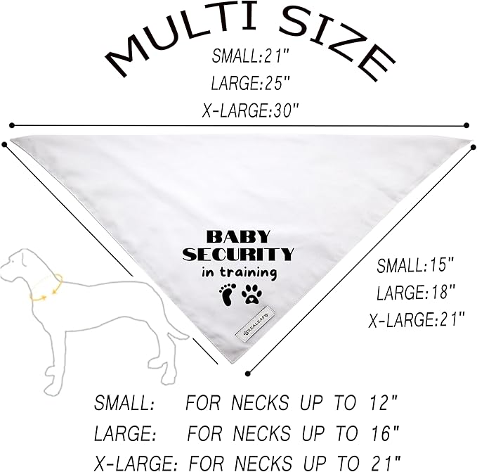 Realeaf Baby Security in Training Dog Bandanas Pet Scarf for Large and XLarge Dogs Pregnancy Announcement Pet Accessories Pregnancy Reveal Ideas (Baby Security in Training, X-Large)