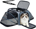Double Expandable Cat Carrier,Airline Approved Soft-Sided Pet Travel Carrier for Small Dogs Cats under 15 lbs,Waterproof 600D Oxford Fabric with Washable Replacement Liner,Odor-Free & Claw-Proof(Blue)