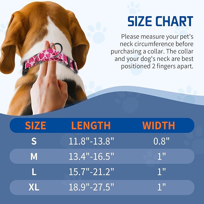 Kazazoo Martingale Collar for Dogs with Quick Release Buckle Adjustable Soft Durable Dog Collar for Small Medium Large No Pull Training Dog Collars-Hot Pink M