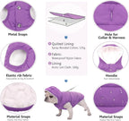 Fleece Hoodie, Windproof Waterproof Dog Coat, Winter Warm Jacket, Cold Weather Pet Apparel Clothes Vest for Small Medium Large Dogs (2XL, Purple)
