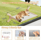Cat Window Perch, Adjustable 4 in 1 Cat Hammock, Cats Window Bed for Windowsill, Bedside, Floor, Reinforced Wood and Metal Frame,4 Strong Suction Cups, Cordless Design(Beige, 18inch)