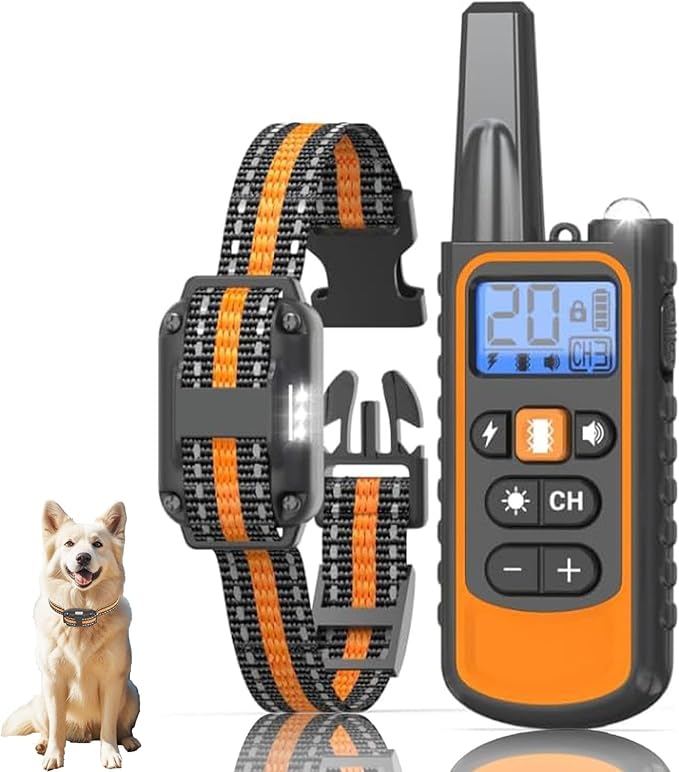 Dog Shock Collar with Remote,Dog Training Electric Collar 4200FT,IP67 Waterproof LED Light Electric Collar with Beep,Safe Shock,Vibration Modes for 8-120lbs Small Medium Large Dogs