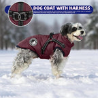 Gyuzh Dog Coat with Harness - Waterproof Winter Dog Coat, Fleece Lined, Adjustable, Reflective, for Medium Dogs - Large, Purple