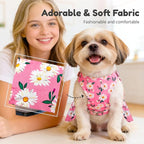 BAEJMJK Dog Dress Bowknot Harness Leash Set for Small Dogs Cats Daisy Floral Girl Dog Dresses Cute Puppy Princess Clothes Pet Doggy Outfits Spring Summer Breathable Dresses(Pink,X-Small)