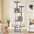 PETSITE 81 Inches Tall Modern Cat Tree, Multi-Level Cat Tower with Sisal Scratching Posts, 2 Private Condos, 2 Hanging Jingling Ball, Hanging Sisal Rope, 2 Top Perches, and Multiple Jumping Platforms