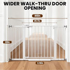 29.7-46" Extra Wide Baby Gate for Stairs, Pressure Mounted Dog Gate Indoor for Doorways, Auto Close Pet Gate with Walk Thru Door, Double Lock Child Safety Gate for Kids and Pet, No-Trip Design
