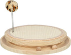 Trixie Cat Scratching Pad with Track Balls & Spring Toy | 3-in-1 Interactive Wooden Scratcher, Sisal Pad, Ball Track with Bell, Mental Stimulation & Exercise for Indoor Cats