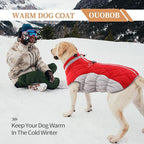 Dog Coats for Large Dogs,XL Dog Coat,Warm Fleece Winter Coat with D-Ring,Back Zipper Pet Jacket for Large Dogs,Waterproof Pet Snow Jacket Clothes Snowsuit Beagle Corgi Border Collie,Red,XL