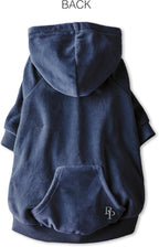 Cooper II Organic Cotton Velour Dog Hoodie Pet Coat for Small, Medium and Large Dogs, Navy, XXX-Small (up to 5lbs)