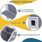 Winter-Proof Insulated Outdoor Cat House – Large Weatherproof Wooden Shelter for Feral & Stray Cats in All Seasons, Heated Cat Enclosure with Removable Roof & Elevated Floor