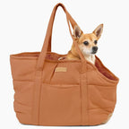 Plush Dog Purse Carrier for Small Dogs, Soft Dog Tote Bag with Safety Harness Clip, Cozy Pet Carrier for Dogs Under 15 lbs, Comfortable Dog Shoulder Carrier for Travel, Brown