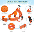 Lukovee No Pull Dog Harness and Leash Set, Soft Padded Small Dog Harness, Neck & Chest Adjustable Reflective Vest Puppy Harness with 4ft Lightweight Anti-Twist Dog Leash for Small Dogs (Orange, XXS)
