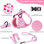 Dog Harness and Leash Set, Adjustable Dog Harness, Dog Leash, No Pull No Choke Puppy Harnesses for Walking Training for Small, Medium Pet (Little Love, M(Chest 17.7-23.1", Neck 13.4-16.4"))