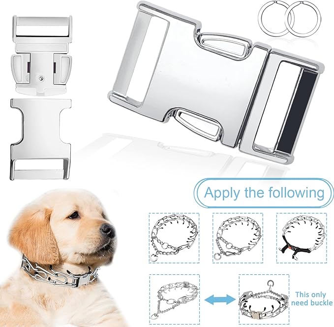 Safiman Collar for Dogs Buckle, Fastener Stainless Steel Buckle Dog Collar with Quick Release Buckle