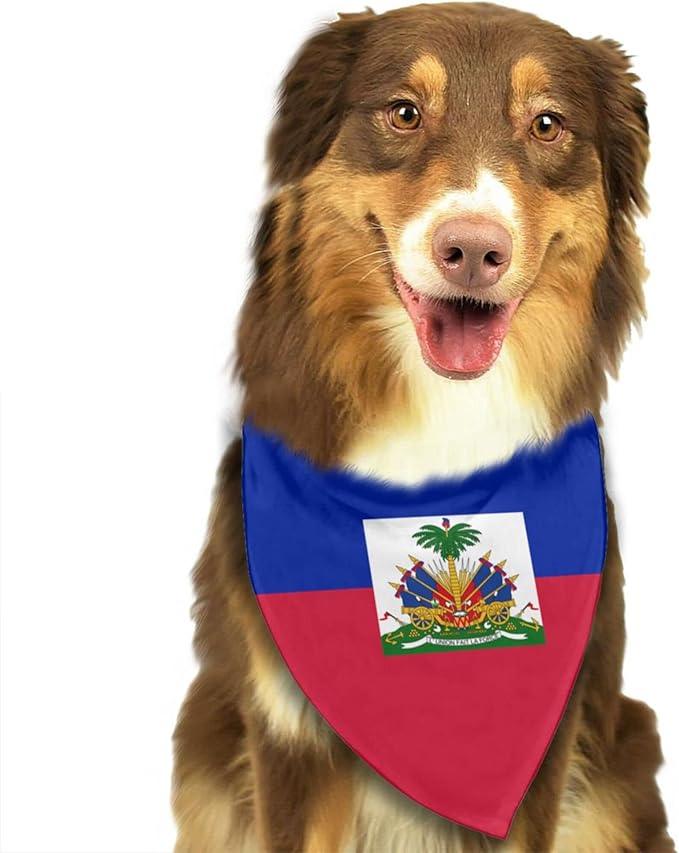 Dog Bandanas Haiti Flag Pet Bandana Scarf Triangle Bibs Kerchief Accessories for Dogs Cats