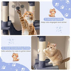 Tangkula Tall Cat Tree, 63 Inch Large Cat Tower with Sisal Scratching Posts, Plush Top Perch, Condo, Hammock, Basket Bed, Dangling Balls & Jumping Platforms for Indoor Cats Large Adult (Dark Grey)