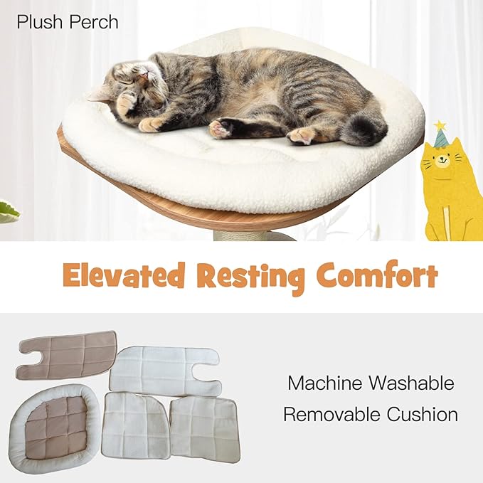 PETSITE 69 Inches Tall Cat Tree, Modern Wooden Cat Tower with Sisal Scratching Posts, Double-Entry Cat Condo, Multiple Jumping Platforms with Removable Soft Pads, Ideal for Indoor Cats Large Adult