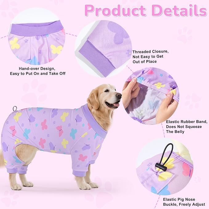 Glittme 2PACK Dog Pajamas Soft Dogs Clothes for Small Medium Dogs Elastic Cats Apparel Breathable Dog Pjs for Puppy