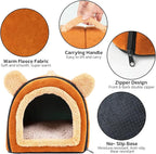 Pet Soft Guinea Pig & Rabbit Cozy Hideout House - Small Animal Bed for Guinea Pigs, Rabbits, Hamsters, Rats & Chinchillas Cave Bed (Brown)