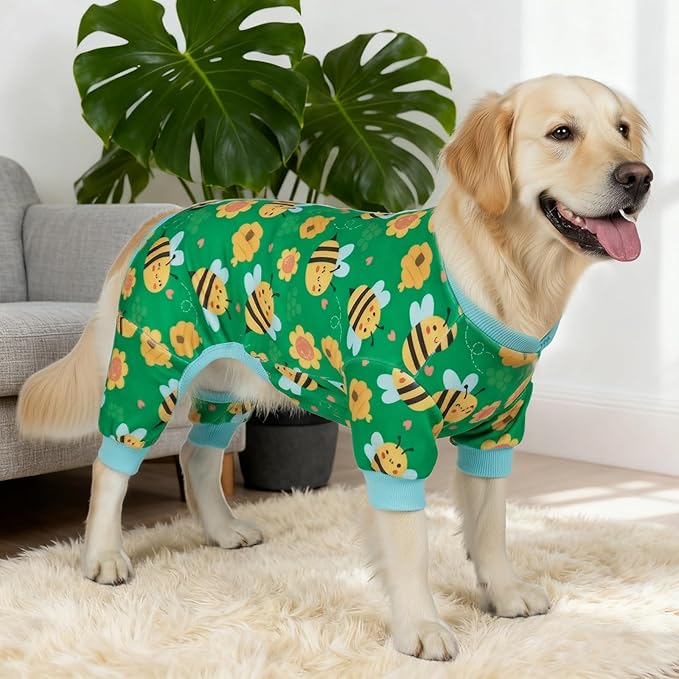 KYEESE Dog Pajamas Soft Pet Onesie Costume og Pajamas Medium Sized Dogs Stretchy Pets Pjs Clothes Little Bee Pets Pjs Comfy Dogs Clothes Velvet Pet Jammies Coat, XX-Large