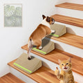JoyBlooms Dog Ramp for Stairs for Small & Senior Dogs Cats, 40D Density Foam Gentle Slope Non-Slip Dog Stair Ramp with Glow Strip, Pet Ramp with Removable Washable Cover Brown-3pcs