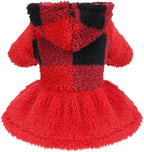 Dog Sweaters for Small Dogs Girl Dog Hoodie Warm Fleece Doggie Sweatshirt Cute Puppy Dress Winter Pet Sweaters Doggy Clothes Outfit Apparel for Chihuahua Yorkie, Red, S
