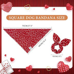 E-Clover Mother's Day Dog Bandana & Matching Scrunchie-Heart Dog Bandanas Red Pet Scarf Bib for Small Dogs Puppy Girl Boy Owner Valentines Mom Gift
