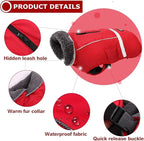 QBLEEV Warm Dog Coat - Reflective Jacket, Waterproof Winter Coat Turtleneck for Cold Weather, Thick Fleece Snowsuit Christmas Vest for Small, Medium, Large Dogs